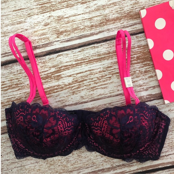 New PINK Victoria’s Secret Multi Way Bra Size 36C Navy Lace / Pink - Picture 3 of 9